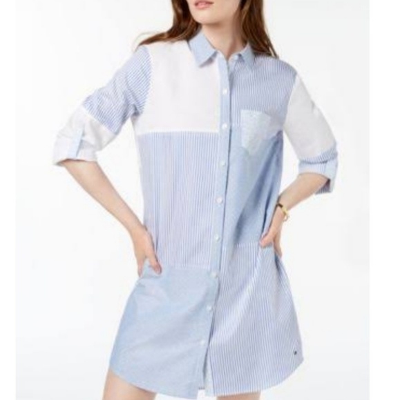 Tommy Hilfiger Tops - TOMMY HILFIGER mixed-print shirtdress Tommy Hilfiger Tops - TOMMY HILFIGER mixed-print shirtdress